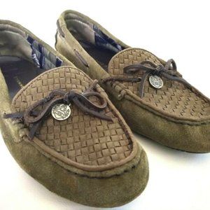 Etienne Aigner Green Suede Loafers